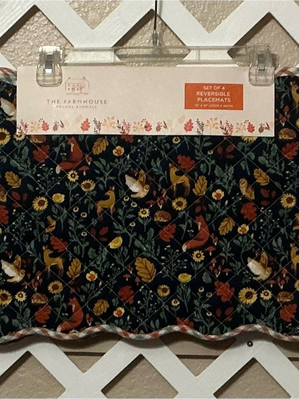 Rachel Ashwell Reversible Blue Forest Animals to Orange & Green Plaid Placemats